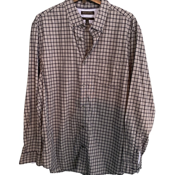 Banana Republic custom 078 wash shirt slim fit gray/black buttoned down size XL - Picture 1 of 5